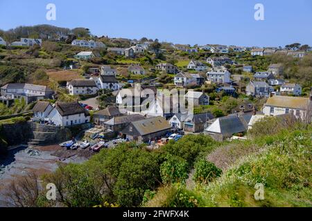 Cadgwith Cove Cottages and Houses South West Coast Path Lizard Point Cornwall England Stock Photo