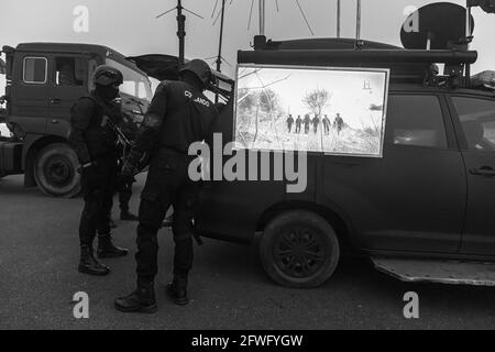 N S G Black cat commandos during their rehearsals for indian republic day in delhi. Stock Photo