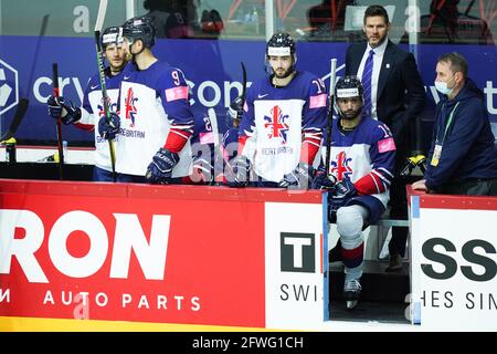 Riga, Olympic Sports Centre, Great, UK. 22nd May, 2021. vs Russia (2021 IIHF Ice Hockey World Championship), Great Britain lose their first game (Switzerland/Croatia OUT) Credit: SPP Sport Press Photo. /Ģ����ý Live News Stock Photo