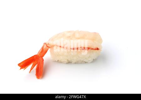 sushi of raw shrimp isolated on white background Stock Photo
