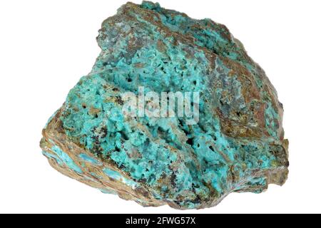 chrysocolla from La Calamita, Italy isolated on white background Stock Photo