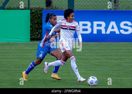 Cotia, Brazil. 22nd May, 2021. Naiane and | Dani in the match between São Paulo X Napoli, valid for the 9th round of the Brazilian Championship A1 Series of 2021 Women, held at CT Marcelo Portugal Gouveia, of São Paulo Futebol Clube, in the city of Cotia, this Saturday afternoon (22) . Credit: Van Campos/FotoArena/Alamy Live News Stock Photo