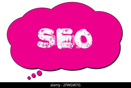 SEO text written on a pink thought cloud bubble. Stock Photo