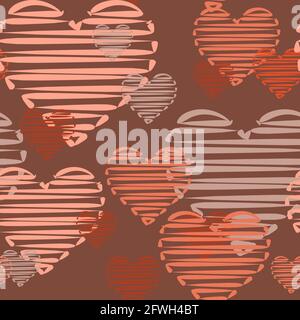 Lots of cute pink hearts. Seamless square background. Funny love. Flat style. Vector. Stock Vector