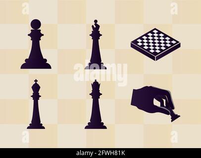 set of six chess pieces, vector illustration Stock Vector Image & Art ...