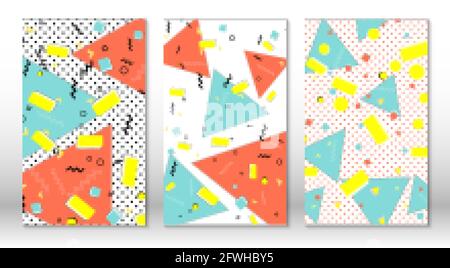 Set of memphis patterns. Abstract colorful fun background. Hipster style 80s-90s. Memphis elements. Vector Stock Vector