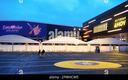 Rotterdam, Netherlands. 22nd May, 2021. The entrances for visitors will be closed during the final of the Eurovision Song Contest (ESC) in front of the Ahoy Arena. Credit: Soeren Stache/dpa-Zentralbild/dpa/Alamy Live News Stock Photo