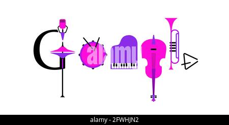 Google doodle musical instruments Stock Vector