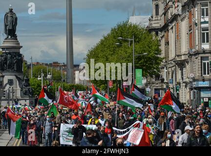 Dublin, Ireland. 22 May, 2021. Pro-Palestinian protesters seen in Dublin city center during a 'Rally for Palestine' protest.. Credit: ASWphoto/Alamy Live News Stock Photo