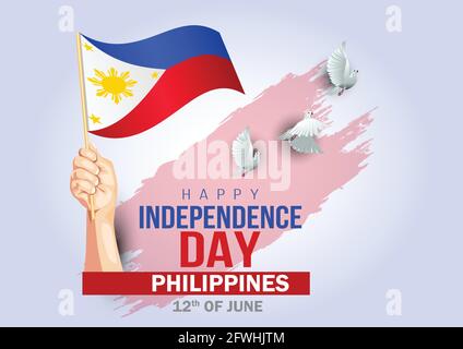 happy Independence day Philippines 12th June. vector illustration. greeting card. Stock Vector