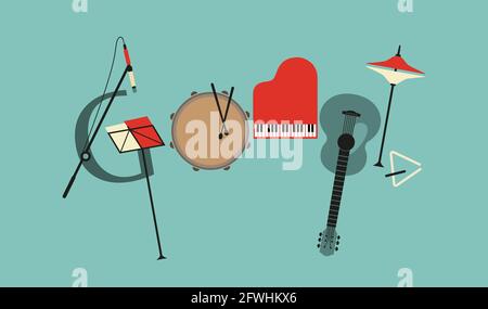 Google doodle musical instruments Stock Vector
