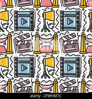 hand drawn doodle cinema show Stock Vector