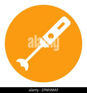 Hand blender vector white glyph icon. Electric kitchen appliance. Graph symbol for cooking web site design, logo, app, UI Stock Vector