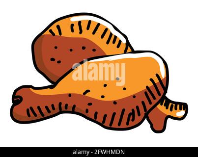 Chicken drumstick fried chicken vector illustration isolated on white background Stock Vector
