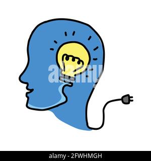 Creative idea concept human head and bulb vector illustration Stock Vector