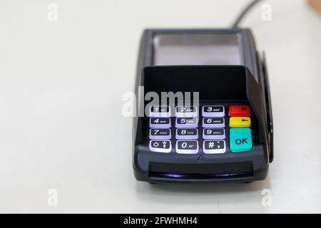 Credit card reader or POS terminal. Payment terminal. Stock Photo