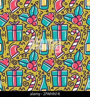 pattern of christmas day hand drawing Stock Vector