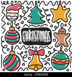 hand-drawn Christmas celebrate doodle set Stock Vector