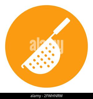 Colander vector white glyph icon. Kitchen appliance. Graph symbol for cooking web site design, logo, app, UI Stock Vector
