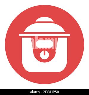 Slow cooking crock pot vector white glyph icon. Electric kitchen appliance. Graph symbol for cooking web site design, logo, app, UI Stock Vector