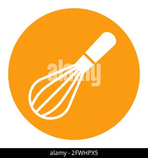 Balloon whisk for mixing and whisking vector white glyph icon. Kitchen appliance. Graph symbol for cooking web site design, logo, app, UI Stock Vector