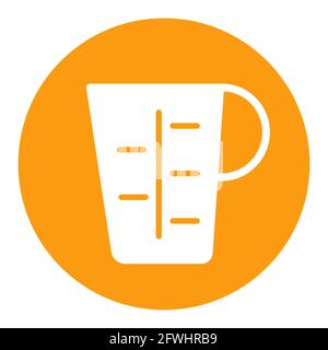 Measuring cup, beaker vector white glyph icon. Kitchen appliance. Graph symbol for cooking web site design, logo, app, UI Stock Vector