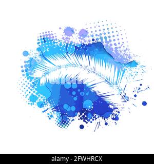 Abstraction palm leaf and sea. print on t-shirt. Vector illustration Stock Vector