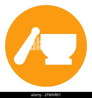 Mortar and Pestle vector white glyph icon. Kitchen appliance. Graph symbol for cooking web site design, logo, app, UI Stock Vector