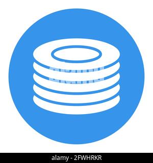 Plates, dishes vector white glyph icon. Kitchen appliance. Graph symbol for cooking web site design, logo, app, UI Stock Vector