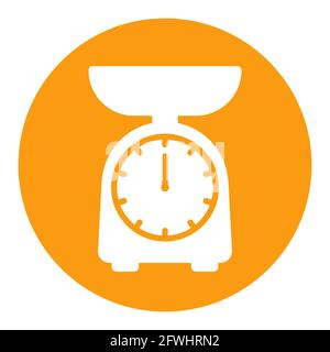 Scales vector white glyph icon. Kitchen appliance. Graph symbol for cooking web site design, logo, app, UI Stock Vector
