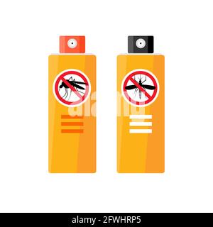 Mosquito insect reppelent bottle icon. Bug and mosquito reppelent spray aerosol prevention Stock Vector