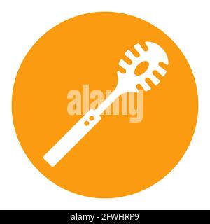 Kitchenware spaghetti spoon vector white glyph icon. Kitchen appliances. Graph symbol for cooking web site design, logo, app, UI Stock Vector