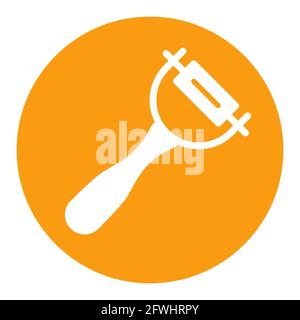 Peeler vector white glyph icon. Potato peeler sign. Kitchen appliance. Graph symbol for cooking web site design, logo, app, UI Stock Vector