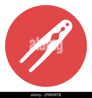 Nutcracker pliers vector white glyph icon. Kitchen appliances. Graph symbol for cooking web site design, logo, app, UI Stock Vector