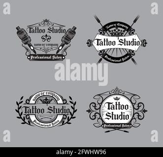 tattoo studio icons Stock Vector