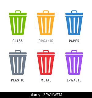 Trash can garbage dustbin waste. Trashcan basket empty bucket Stock Vector
