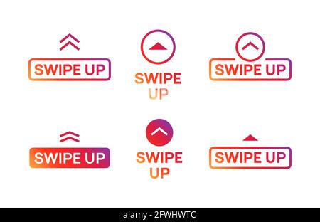 Swipe up insta story icon. Scroll arrow drag button, social media interface action icon Stock Vector
