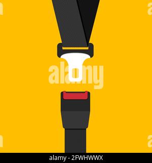 Car safety belt. Seatbelt safe buckle icon isolated. Security strap fasten accident insurance Stock Vector