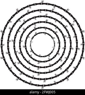 Bamboo circular border frames in a range of sizes. Stock Vector