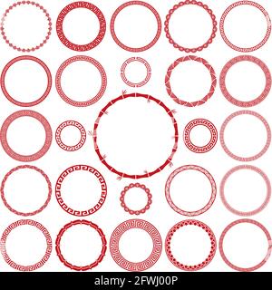 Collection of Chinese Decorative Ornamental Round Border Frames. Ideal for vintage label designs, greeting cards, menus etc. Stock Vector