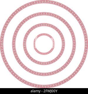 Chinese decorative ornamental round border frame in a range of sizes. Stock Vector