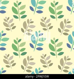 leaves on the stem seamless pattern vector illustration Stock Vector
