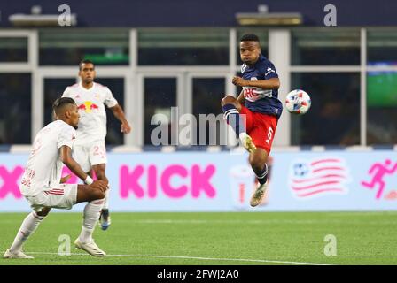 Gillette Stadium. 22nd May, 2021. MA, USA; New England Revolution midfielder Wilfrid Kaptoum (5) in action during an MLS match between New York Red Bulls Union and New England Revolution at Gillette Stadium. Anthony Nesmith/CSM/Alamy Live News Stock Photo