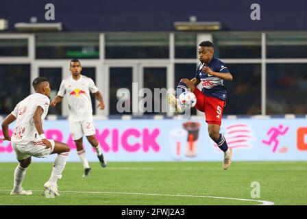 Gillette Stadium. 22nd May, 2021. MA, USA; New England Revolution midfielder Wilfrid Kaptoum (5) in action during an MLS match between New York Red Bulls Union and New England Revolution at Gillette Stadium. Anthony Nesmith/CSM/Alamy Live News Stock Photo