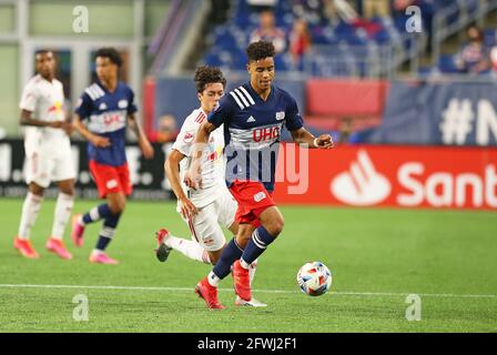 Gillette Stadium. 22nd May, 2021. MA, USA; New England Revolution midfielder Brandon Bye (15) in action during an MLS match between New York Red Bulls Union and New England Revolution at Gillette Stadium. Anthony Nesmith/CSM/Alamy Live News Stock Photo