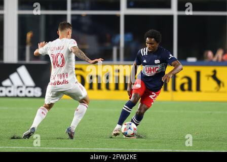 Gillette Stadium. 22nd May, 2021. MA, USA; New England Revolution defender Jon Bell (23) in action during an MLS match between New York Red Bulls Union and New England Revolution at Gillette Stadium. Anthony Nesmith/CSM/Alamy Live News Stock Photo