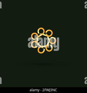 Beautiful vector graphic golden flower in Linear style Stock Vector