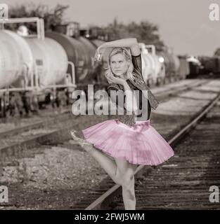 Dancing on the Tracks Stock Photo