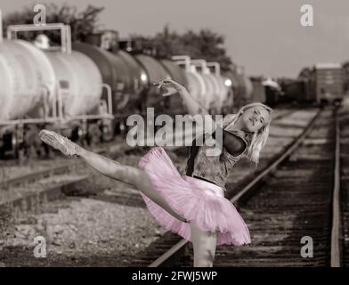 Dancing on the Tracks Stock Photo