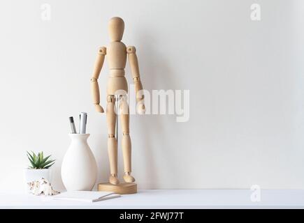 Workplace of designer or creative person, business place for work, office or living room interior, mock up, space for text Stock Photo